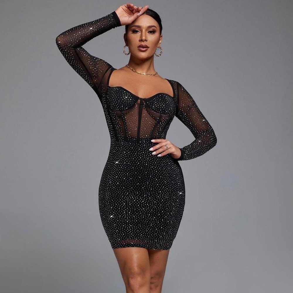 Bella Barnett black mini dress
Hatty Diamond Corset Bodycon Dress - Black - Picture 1 of 7